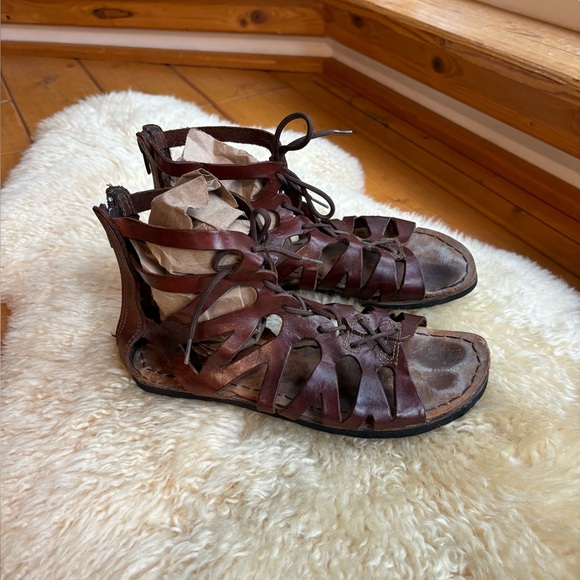 Greek Leather Gladiator Sandals - Picture 3 of 9